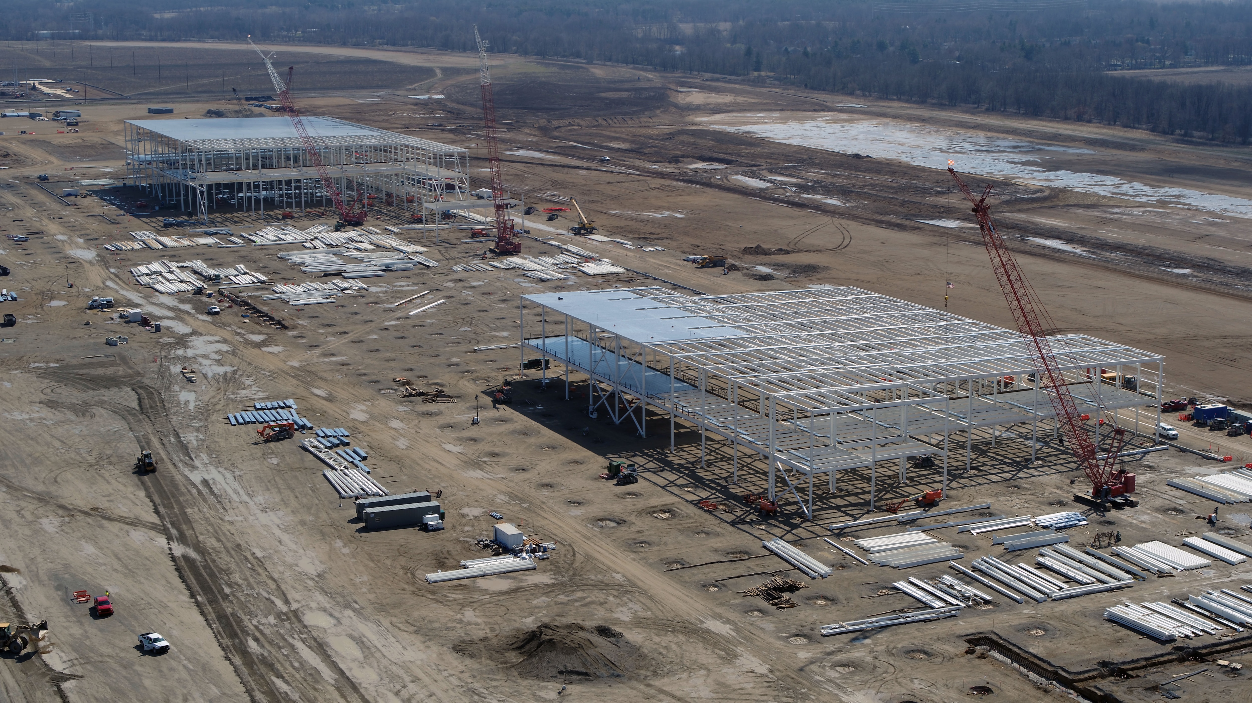 Construction is progressing at BlueOval Battery Park Michigan, in Marshall, Mich., in this March 31, 2024, photo. Courtesy Walbridge.